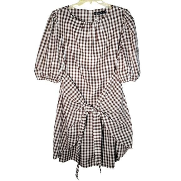 zac brown dress blues lyrics Brown & White Checkered & Lace Printed Chore Dress – Made X Hudson main image 1